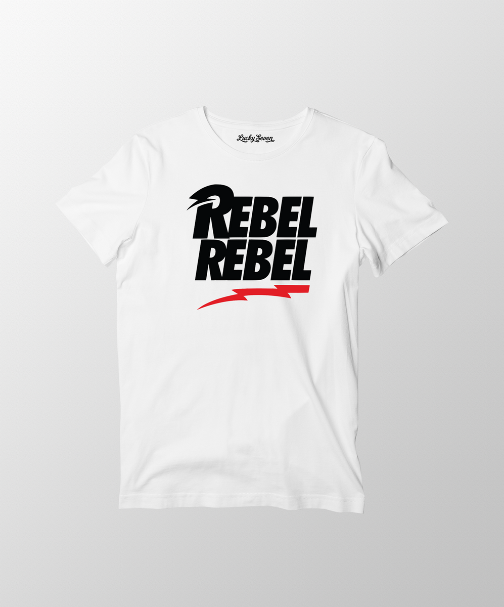 David Bowie Rebel Rebel T-Shirt- White – Lucky Seven Caps